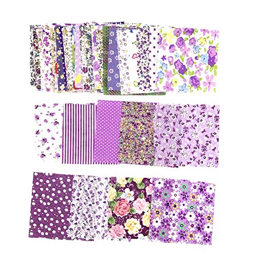 Mggsndi 50/200/400Pcs Floral Cotton Quilting Fabric Craft Fabric Bundle Cloth for Patchwork DIY Quilting Sewing Crafting, 10x10cm Blue