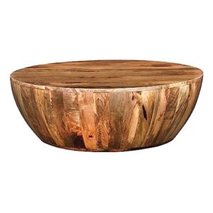 the urban port mango wood coffee table in round shape, dark brown