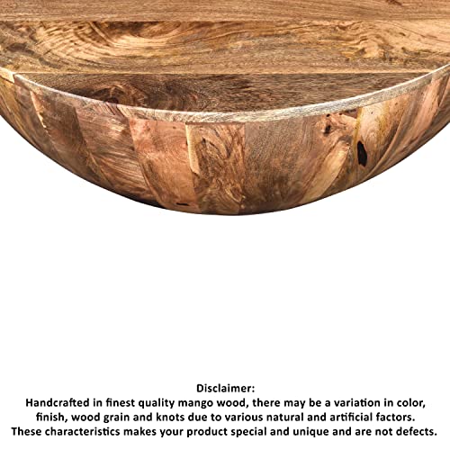 The Urban Port Mango Wood Coffee Table in Round Shape, Dark Brown