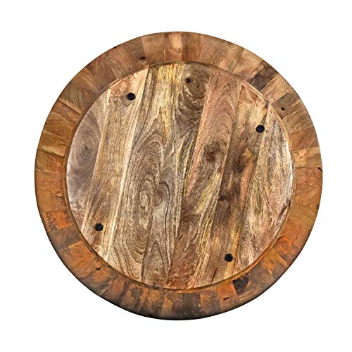 The Urban Port Mango Wood Coffee Table in Round Shape, Dark Brown