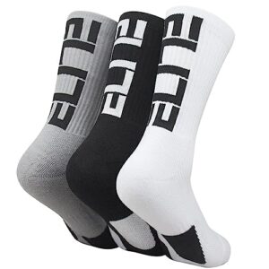 podinor elite basketball crew socks for men and women, cushion performance athletic basketball socks