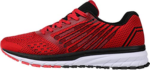 Joomra Men's Running Tennis Shoes Lace up Size 11 Walking Red Gym Fitness Jogging Lightweight Road Runner Jogger Treadmill Cushioning Cross Training for Man Athletic Sneakers 45