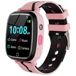 kids smart watch girls boys - smart watch for kids watches for ages 4-12 years with 14 puzzle games music video alarm calculator flashlight children learning toys birthday gifts toddler watch (pink)