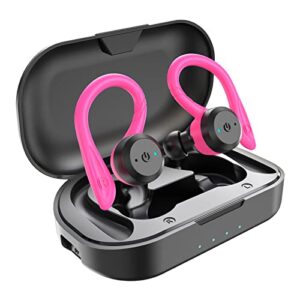 apekx bluetooth headphones true wireless earbuds with charging case ipx7 waterproof stereo sound earphones built-in mic in-ear headsets deep bass for sport running red