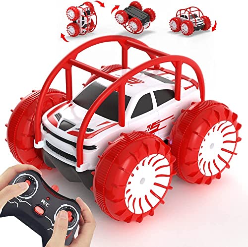 MaxTronic Remote Control Car, RC Cars Amphibious Land & Water Beach Pool Toy Off-Road RC Boat, 360°Flip Rotation Stunt Car with Sidelights for Toddlers 3 4 5 6 7 8 9 10 11 12 Years Kids Boys Girls