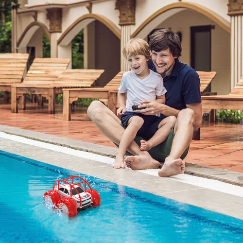 MaxTronic Remote Control Car, RC Cars Amphibious Land & Water Beach Pool Toy Off-Road RC Boat, 360°Flip Rotation Stunt Car with Sidelights for Toddlers 3 4 5 6 7 8 9 10 11 12 Years Kids Boys Girls