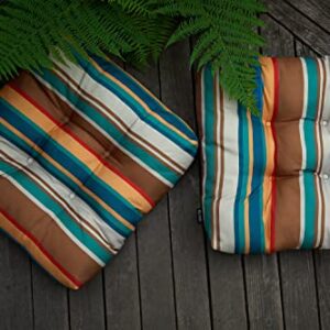 Classic Accessories Water-Resistant Square Patio Seat Cushions, 19 x 19 x 5 Inch, 2 Pack, SanteFe Stripe, Outdoor Seat Cushions