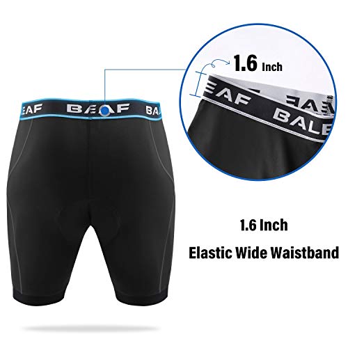 BALEAF Men's Bike Shorts with 4D Padding Cycling Underwear Padded Bicycle MTB Liner Mountain Biking Tights Road Riding Black M