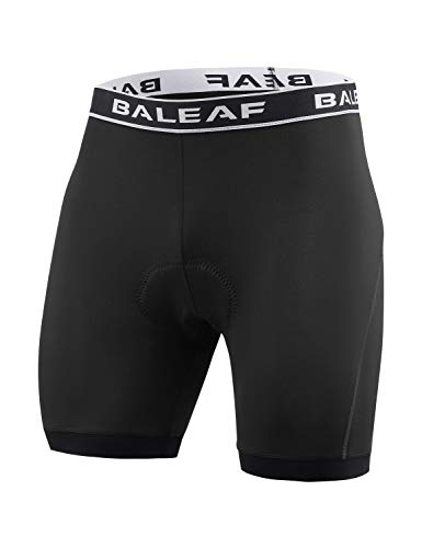 BALEAF Men's Bike Shorts with 4D Padding Cycling Underwear Padded Bicycle MTB Liner Mountain Biking Tights Road Riding Black M