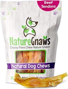 nature gnaws tendons for dogs - premium natural beef sticks - simple single ingredient tasty dog chew treats - rawhide free - 4-5 inch (8 oz)
