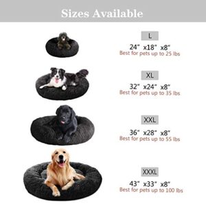 MFOX Calming Dog Bed (XL) for Medium and Large Dogs Pet Bed Donut Cuddler Up to 35lbs