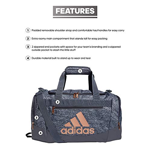 adidas Unisex Defender 4 Small Duffel Bag, Jersey Onix Grey/Rose Gold/Onix Grey, One Size