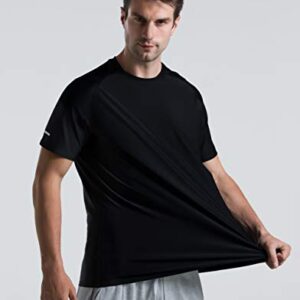 Men's Cooling Ice Silk Running Shirts Quick Dry Short Sleeve Athletic Gym T-Shirts UPF 50+ Outdoor Workout Tshirts Black