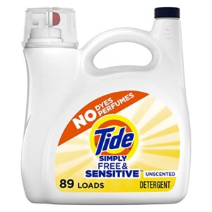 simply liquid laundry detergent, free & sensitive, 128 oz, 89 loads