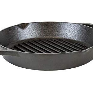 Lodge 12" Cast Iron Dual Handle Grill Pan, Black