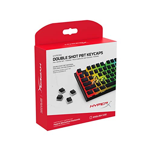 HyperX Pudding Keycaps - Double Shot PBT Keycap Set with Translucent Layer, for Mechanical Keyboards, Full 104 Key Set, OEM Profile, English (US) Layout - Black