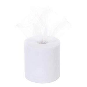 tulle roll 6inchx200yards(600ft)tulle ribbon tulle fabric table skirt wedding decorations gift wrapping (white)