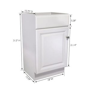 Design House 597112 Wyndham Unassembled Bathroom Vanity Cabinet Without Top, 18 x 16/1 Door, White