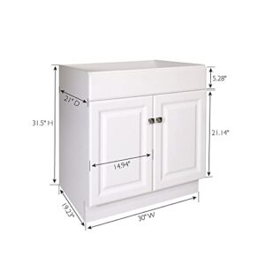 Design House 597153 Wyndham Unassembled Bathroom Vanity Cabinet Without Top, 30 x 21/2 Door, White