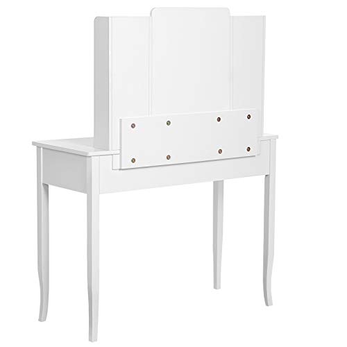 VASAGLE Vanity Set Makeup Dressing Table with Mirror, Cushioned Stool, for Bedroom, 38.6 x 15.9 x 52.6 Inches, White