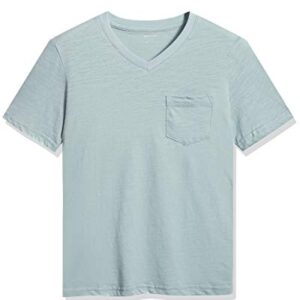 CUNYI Little Boys' Solid Short Sleeve Pocket V-Neck T-Shirt Summer Tops, Light Green, 140