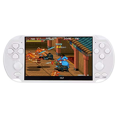 5.1 inch Multi-Function Retro Game Console Handheld Game Console 7700 Games Support Arcade/CPS/fc/SFC/gba/gbc/gb/sega Emulator Games can be archived with Rechargeable Lithium Battery (White)