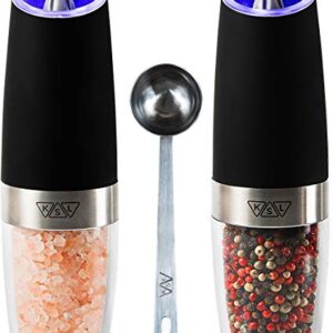 KSL Gravity Electric Salt and Pepper Grinder Set - Adjustable Motorized Electrical Powered Auto Shakers - Automatic Power Mill - Automated Battery Electronic Crusher - Christmas Mother's Day Gift Kit