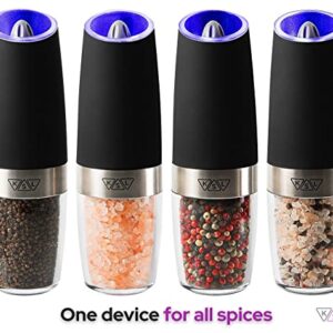 KSL Gravity Electric Salt and Pepper Grinder Set - Adjustable Motorized Electrical Powered Auto Shakers - Automatic Power Mill - Automated Battery Electronic Crusher - Christmas Mother's Day Gift Kit