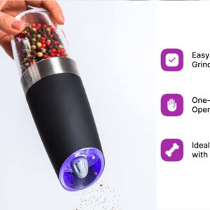 KSL Gravity Electric Salt and Pepper Grinder Set - Adjustable Motorized Electrical Powered Auto Shakers - Automatic Power Mill - Automated Battery Electronic Crusher - Christmas Mother's Day Gift Kit