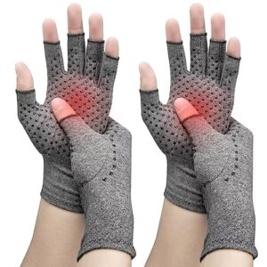 drnaiety 2 pairs arthritis compression gloves, for hand arthritis, rheumatoid, osteoarthritis, carpal tunnel pain, compression gloves for arthritis for women & men, anti-slip glue dot gloves for work