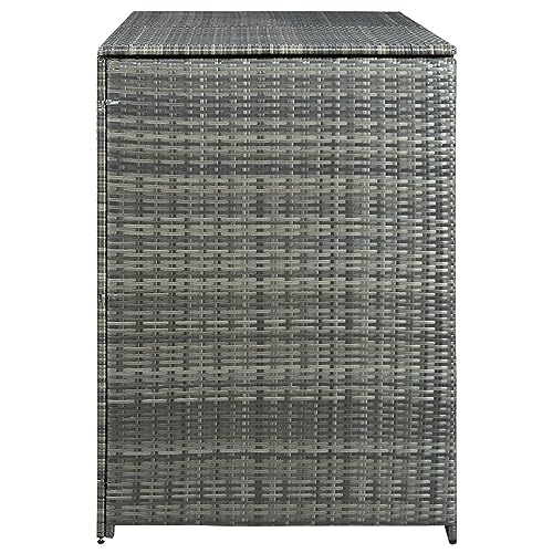 vidaXL Garbage Can Shed, Trash Bin Shed, Double Wheelie Bin Storage, Outdoor Garbage Can Enclosure for Garden Patio Backyard, Anthracite Poly Rattan