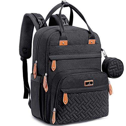 BabbleRoo Diaper Bag Backpack - Baby Essentials Travel Tote - Multi function Waterproof Diaper Bag, Travel Essentials Baby Bag with Changing Pad, Stroller Straps & Pacifier Case - Unisex, Black