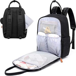 BabbleRoo Diaper Bag Backpack - Baby Essentials Travel Tote - Multi function Waterproof Diaper Bag, Travel Essentials Baby Bag with Changing Pad, Stroller Straps & Pacifier Case - Unisex, Black