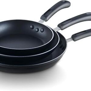 Cook N Home Basics Nonstick Saute Skillet Fry Pan 3-Piece Set, 8 inch/9.5-Inch/11-inch, Black