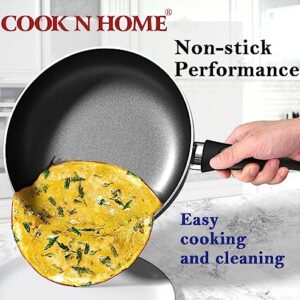 Cook N Home Basics Nonstick Saute Skillet Fry Pan 3-Piece Set, 8 inch/9.5-Inch/11-inch, Black