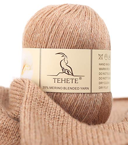 TEHETE Merino Wool Yarn for Knitting 3-Ply Soft Crochet Yarn