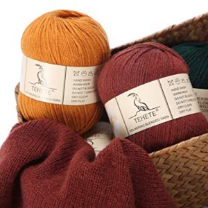 TEHETE Merino Wool Yarn for Knitting 3-Ply Soft Crochet Yarn