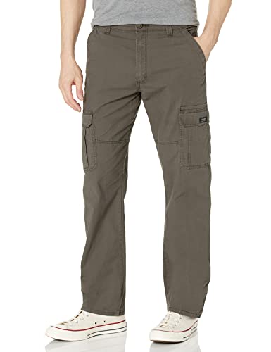 Wrangler Authentics Men's Relaxed Fit Stretch Cargo Pant, Olive Drab, 38W x 32L