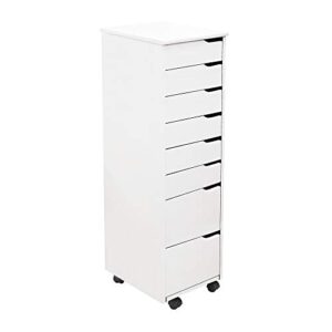 Adeptus Euro 8 Drawer Roll Cart Quick 2 Connect Assembly and Made from Solid Wood (White)