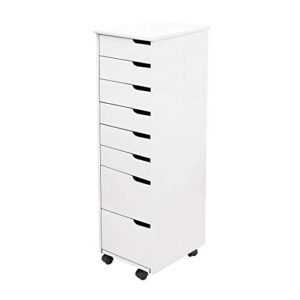 Adeptus Euro 8 Drawer Roll Cart Quick 2 Connect Assembly and Made from Solid Wood (White)