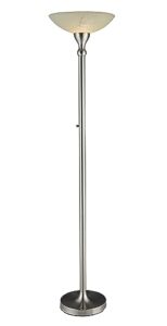 artiva usa led torchiere floor lamp with hand-painted alabaster glass shade, dimmer, satin nickel