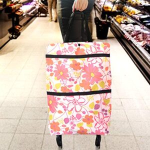 Shopping Bag with Wheels Foldable Shopping Cart Collapsible Trolley Bags Reusable Shopping Bags for Shoppings,Students,Women,Men