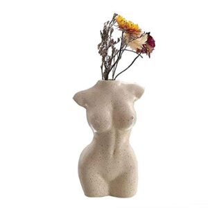 body vase female form for bathroom decor, boho flowers, vase for minimalist, eclectic, vanity decor, beige, body shaped (regular, ivory)