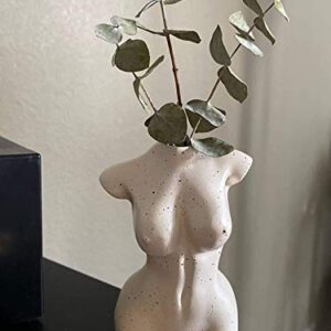 Body Vase Female Form for Bathroom Decor, Boho Flowers, vase for Minimalist, Eclectic, Vanity Decor, Beige, Body Shaped (Regular, Ivory)