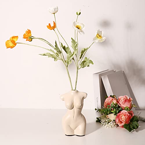 Body Vase Female Form for Bathroom Decor, Boho Flowers, vase for Minimalist, Eclectic, Vanity Decor, Beige, Body Shaped (Regular, Ivory)