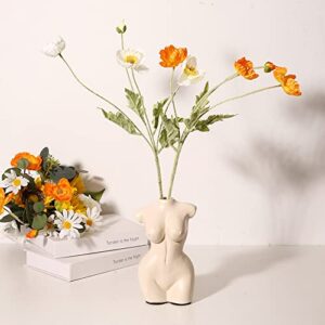 Body Vase Female Form for Bathroom Decor, Boho Flowers, vase for Minimalist, Eclectic, Vanity Decor, Beige, Body Shaped (Regular, Ivory)