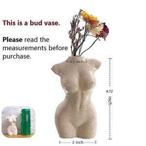 Body Vase Female Form for Bathroom Decor, Boho Flowers, vase for Minimalist, Eclectic, Vanity Decor, Beige, Body Shaped (Regular, Ivory)