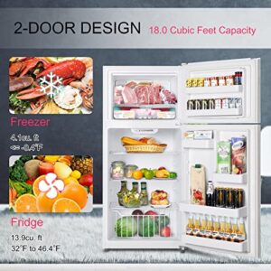 Smad 18 Cu.Ft Top Mount Freezer, Apartment Size Refrigerator with Electronic Temperature Control and Reversible Door, Garage Ready Refrigerator for Dorm, Garage, Office, Bedroom, Stainless Steel