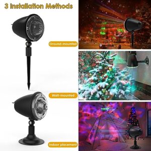 Halloween Christmas Lights Projector Outdoor,Water Wave Aurora Holiday Spotlight with Remote Control,Waterproof LED Landscape Light for Halloween Wedding Party Garden Landscape Wall Tree Decoration