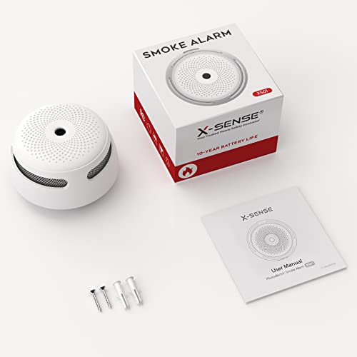 X-Sense Mini Smoke Detector, 10-Year Battery Photoelectric Smoke Fire Alarm with LED Indicator & Silence Button, XS01